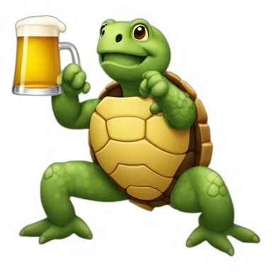 Tortue qui boit une bière sticker
