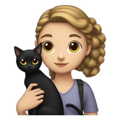 girl holding a black cat on her shoulder  sticker