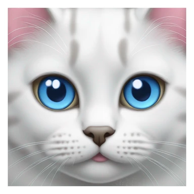 British cat white with blue eyes and pink nose sticker