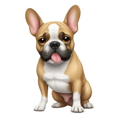 Big french bulldog with white chest sticker