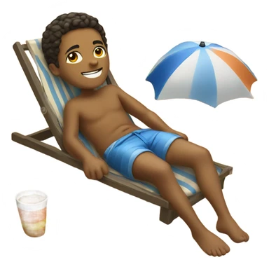 Boy relaxing in the beach sticker