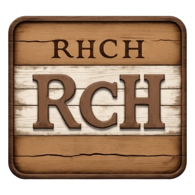 a sign with only the word "RCH" written on it in capital letters sticker