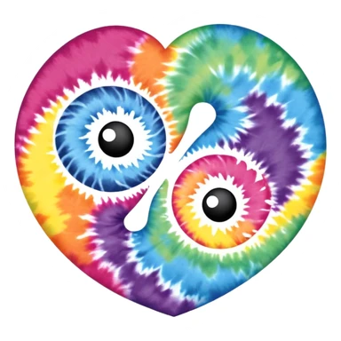 Tie dye ying yang with hearts as the opposite  sticker