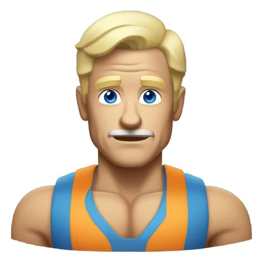 old white man with blue eyes and blonde hair and muscles sticker