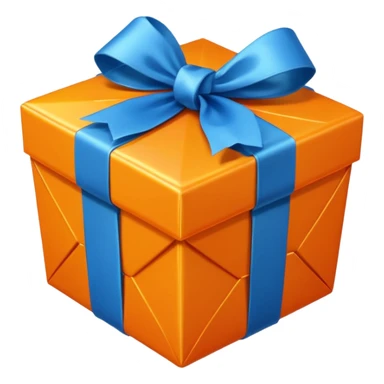 orange diamond gift box with blue ribbon sticker