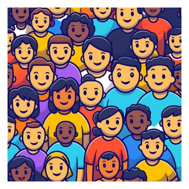 Group of diverse cheerful characters mingling and chatting sticker