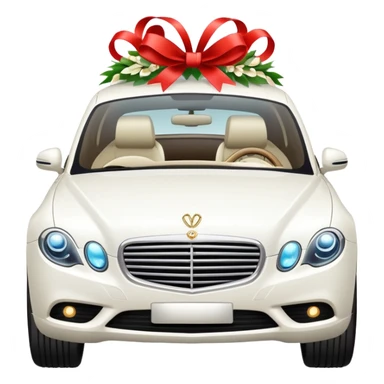 luxury car with wedding decorations, horizontal sticker