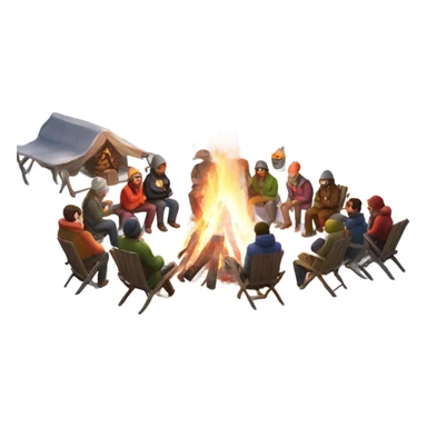 Outdoor winter party with a huge bonfire sticker