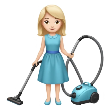 happy girl vacuuming sticker
