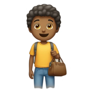 Boy’s One hand said hello, the other hand was holding his bag sticker