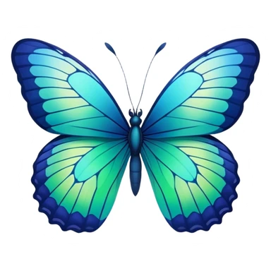 Gradient iridescent indigo blue cyan green butterfly sticker