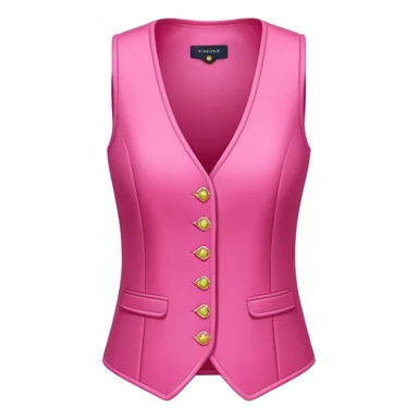 a stylish women’s vest, sleeveless, elegant and decorative design, in a bright pink color with small cute details, feminine and fancy look, no background, ONLY VEST sticker