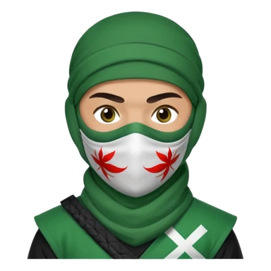 Ninja arab green and white with mask pakistani flag sticker
