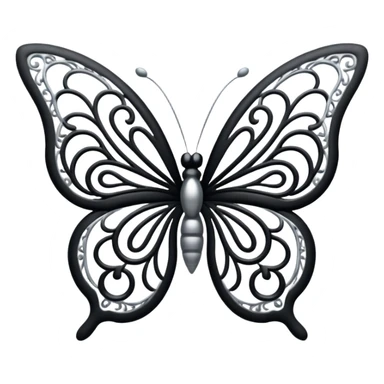Black and silver filigree butterfly divider, 3D, extremely detailed design sticker