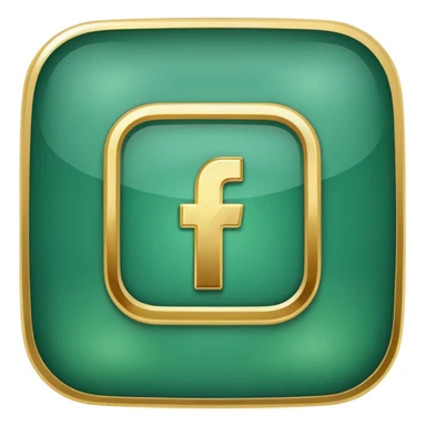 Jade and gold style rounded square Facebook icon button sticker