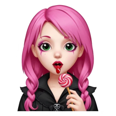 Goth girl with long pink hair licking a lollipop  sticker