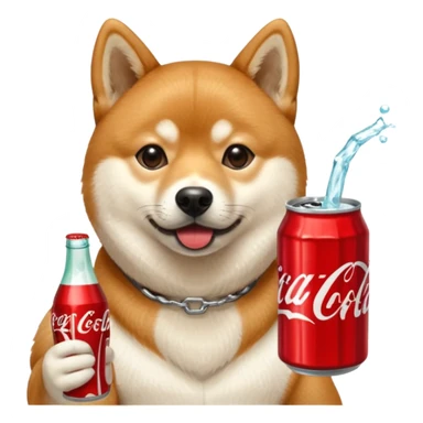 Shiba Jasper drinking Coca Cola sticker