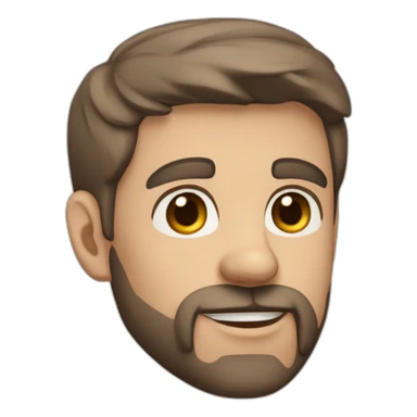 A young Caucasian man with dark brown, almond-shaped eyes, short dark brown hair, and a small dark brown beard with a more prominent mustache. sticker