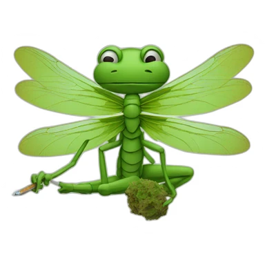 dude smoking weed on a big dragonfly sticker