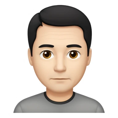 50 yr old man mostly black hair with 25% some grey, side swept part,  sticker