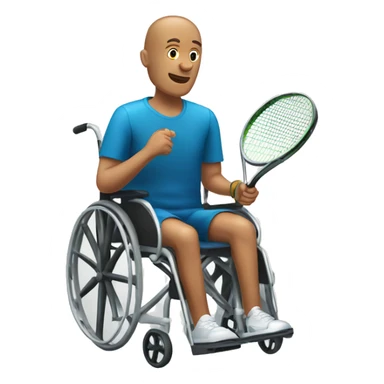 a man in a wheelchair holding a tennis racket sticker