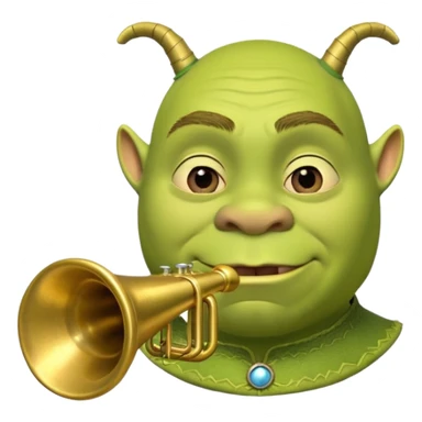 Shrek il a pas d'oreille juste deux tubes cylindriques verts, courts et épais, qui sortent horizontalement des côtés de la tête.
Chaque oreille ressemble à une petite trompette inversée : t en une embouchure circulaire parfaitement ronde à l’extrémité. sticker