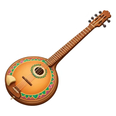 a sitar, simple, rounded, vibrant colors sticker