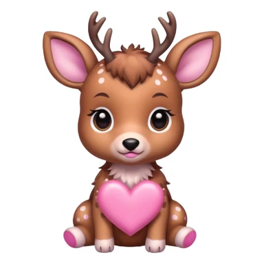Baby deer with pink hearts  sticker