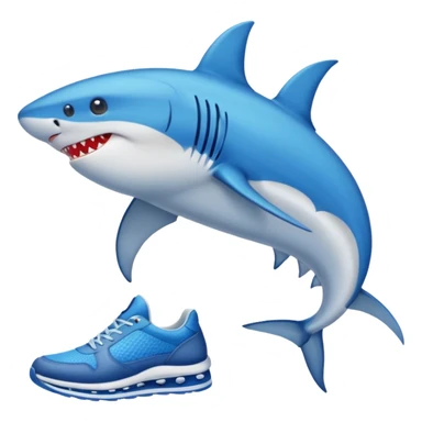 Un tiburón con zapatos azules sticker