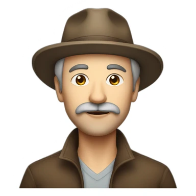 Middle age man with faded hair loss and moustache brown and wearing hat, full body sticker