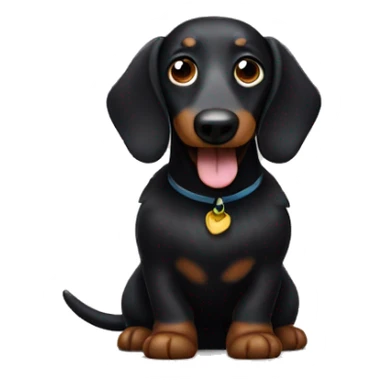 Fluffy black wiener dog sticker