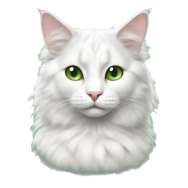 Fluffy white Turkish van cat with gray cow spots green eyes sticker