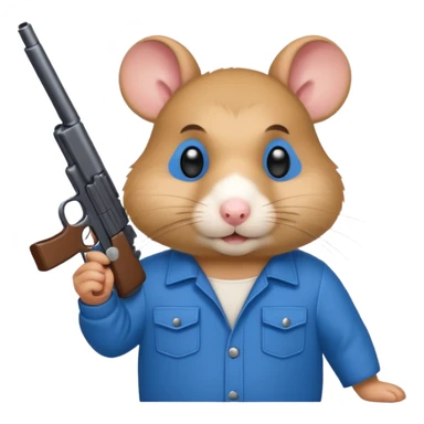 Hámster cholo wearing color blue and holding a gun  sticker