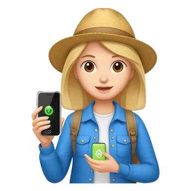 tourist woman holding powerbank sticker