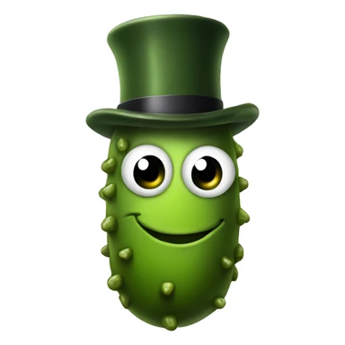 Pickle with a top hat sticker