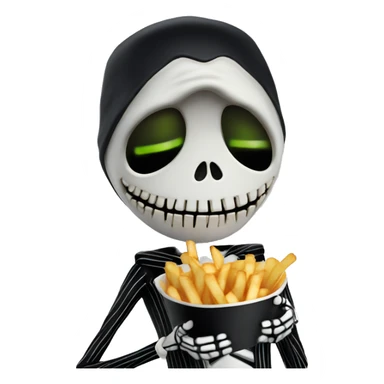 Jack skellington eating fries sticker
