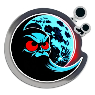 Moon with red eyes smoking join sticker