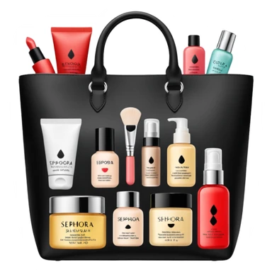 Sephora bag with products in it and skin care ￼ sticker