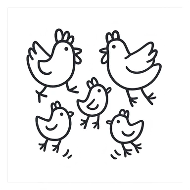 multiple chickens jumping, icon style, geometric shapes, stylized, professional look sticker