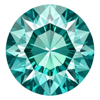 Precision round cut grandidierite gemstone with aqua blue-green color and gleaming facets sticker