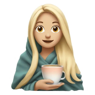 Blonde girl wrapped in blanket holding a cup of tea sticker