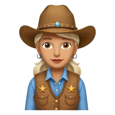 old cowgirl with vest sticker