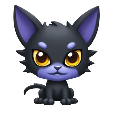 Black Cool Edgy Punk-Gothic Horned Bawinged Litten-Bat-cat-Fakemon with bat ears full sticker