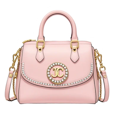 pale pink juicy couture purse with big JC on the front bling bling sticker