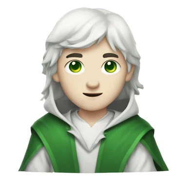 teenage white-skinned wizard with black hair, green eyes in green disgue sticker