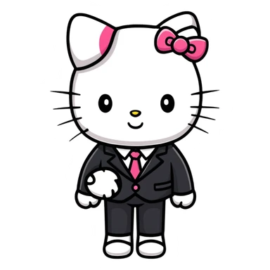 Hello Kitty in business attire working sticker