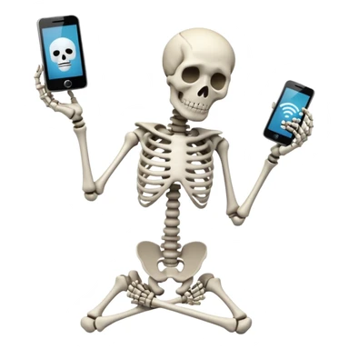 Sad Skeleton Grabs A No Wifi Cellphone And Hotspot sticker