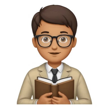 Nerd man wearing glasses with the book and computer sticker