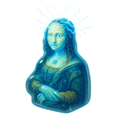 Mona Lisa electrocuted from all sides sticker