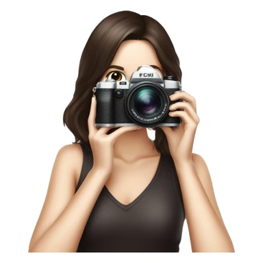 woman photographer fujifilm camera taking photo brunette sticker